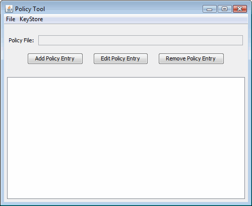 Policy Tool window to add, edit, or remove a policy